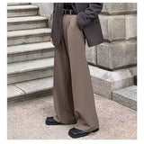 AIDASE  -  Casual Men's Wide Leg Pants Draped Pure Color Loose Fit Straight Cut Spring Summer Casual Trousers Male Fashion Long Trousers aidase-shop