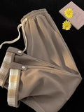 AIDASE  -  plus Size 300 Pou Plaid Wide Leg Casual Pants Men Women Spring Summer Thin Loose Straight Tube Sweatpants High Waist Cotton aidase-shop