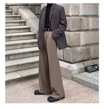 AIDASE  -  Casual Men's Wide Leg Pants Draped Pure Color Loose Fit Straight Cut Spring Summer Casual Trousers Male Fashion Long Trousers aidase-shop