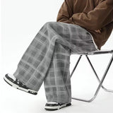 AIDASE  -  Spring Plaid Distressed Baggy Pants For Men Casual Sports Loose Straight-Leg Sweatpants High Street Fashion Y2K Trousers aidase-shop