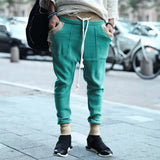AIDASE  -  Autumn Casual Men's Loose-Fit Drawstring Knit Trousers Unique Color Block Style Sports Casual Trousers aidase-shop