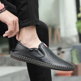 AIDASE  -  Spring Autumn New Breathable Loafers Soft Sole Anti Slip Trendy Deep Blue Men's Flat Shoes Fashion Men's Work Shoes aidase-shop