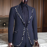 Aidase Beaded Wedding Suits for Men Notched Lapel Custom Blazer Set 2 Pcs Groom Tuxedo Groomsman Fashion Costume Jacket with Pants aidase-shop