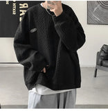 Korean Men Sweatshirts Hip Hop Solid Color Basic O Neck Oversized Pullovers  Autumn Fashion Casual Long Sleeve Tops aidase-shop