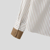 AIDASE  -  Men Shirt Striped Patchwork Lapel Long Sleeve Loose Men Clothing Streetwear 2025 Fashion Casual Male Shirts Korean Style aidase-shop