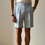 AIDASE  -  Mens Summer Breathable Seersucker Shorts Striped High Waist Pleated Casual Business Shorts with Adjustable Waist aidase-shop