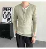 AIDASE  -  Summer Fashion Trendy Elastic Slim Fit Design Long Sleeved 2025 Korea Fashion Round Neck Luxury Male Tops aidase-shop