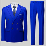Aidase  Fashion New Men's Casual Boutique Double Breasted Suit Trousers / Man's Business Suit Jacket Blazers Coat Pants 2 Pcs Set aidase-shop