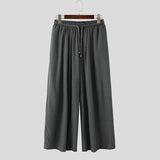 AIDASE  -  Men Wide Leg Pants Drawstring Joggers Oversize Pleated Casual Trousers Men Streetwear Vintage 2025 Male Long Pants S-5XL aidase-shop