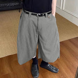 AIDASE  -  Men Pants Button Joggers Oversize Solid Color Casual Calf-length Trousers Men Streetwear Pleated Fashion Wide Leg Pants aidase-shop