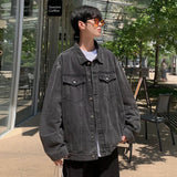 AIDASE  -  Korean Style Casual Men's Denim Jacket Turndown Collar Button Long Sleeve Spring Fall Casual Coat Couple College aidase-shop