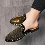 Aidase Men Half Slipper Shoes For Men Rhinestone Luxury Loafers Fashion Zapatillas Hombre Casual Shoes Sapato Social Masculino Mules aidase-shop