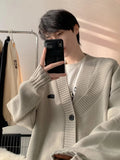 Aidase Cardigans Men Fashion Popular Youthful American Style V-neck Solid Color Handsome Spring Autumn Streetwear Knitting Loose Daily aidase-shop