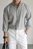 AIDASE  -  Casual Linen Cotton Cargo Shirt Men's Breathable Slim Fit Lapel Long Sleeve Top Spring Summer Retro Commute Linen Cardigan Light aidase-shop