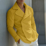 AIDASE  -  Men Blazer Solid Color Lapel Long Sleeve Casual Casual Male Suit Streetwear Loose Elegant Fashion Male Thin Coats Blazer aidase-shop