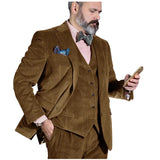 Aidase Warm Corduroy Men's Suits Full Set High-end Slim Fit Formal Party Blue Blazer Vest Pants Winter Classic Male Suits Costumes aidase-shop