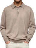 AIDASE  -  Men's Long Sleeve Polo Shirts Solid Color Turn Down Collar Business Casual Polos Men Spring Autumn Fashion Pulover Tees Tops aidase-shop