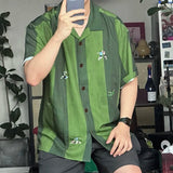 AIDASE  -  Men Shirt Striped Printing Lapel Short Sleeve Loose Casual Men Clothing Summer Streetwear 2025 Fashion Male Shirts Tops aidase-shop