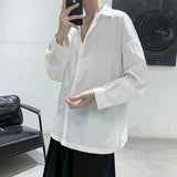 Aidase Men Black Solid Long-sleeved Shirts Mens Harajuku Fashion Oversize Shirt Male Gray Casual Streetwear Loose Blouses Plus Size