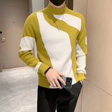 Aidase Autumn/Winter Colored Half Turtleneck Sweater Men Long Sleeve Slim Fit Casual Pullover Social Underlying Knitwear Tops aidase-shop