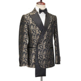 AIDASE  -  Tailor Made Men Wedding Tuxedos Double Breasted Floral Pattern Pants Suit Prom Wedding Party Costume 2 Pieces aidase-shop