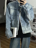 Aidase Fashion Male Jean Coats Casual Slim Blue Autumn Men's Denim Jacket Short Wide Sleeves Rock Winter  In Lowest Price Lxury G aidase-shop