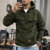 Aidase Male Clothes Hoodies Sweatshirt for Men Motorcycle Hooded Aesthetic Half Zip High Quality Welcome Deal Streetwear One Piece Warm aidase-shop