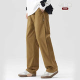 AIDASE  -  Spring Autumn American New Fashion Men's Solid Color Loose Casual Trendy Daily Basic Straight Outdoor Cargo Trousers Male Pants aidase-shop