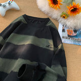 Aidase Korean Clashing Striped Long Sleeve T-Shirt Autumn Man Round Neck Sweatshirt Trendy Couples Loose Fit Male Sweatshirts aidase-shop