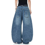 AIDASE  -  American Style Men's Jeans Letter Print Decoration Loose Wide-Leg Floor-Length Denim Pants Multi-pocket Trousers 21E7216 aidase-shop