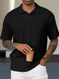 AIDASE  -  Retro Loose Texture Knitted Polo Shirt Men's Summer Retro Lapel T-shirt Breathable Old Money Short Sleeves aidase-shop