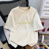 27.86Aidase Hip Hop Summer Men and Women Trendy Street Personality Letter Print Round Neck Short Sleeve Couple Loose Casual T-shirt Top y2k aidase-shop