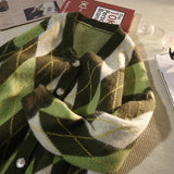 Aidase Japanese Retro Rhombus V-neck Cardigan Sweater Men in Spring Autumn Loose Thickened Sweater Casual Lazy Style Jacket Aesthetic aidase-shop