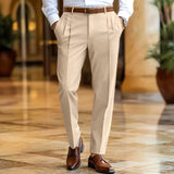 AIDASE  -  Daily Leisure Men's Loose Straight Trousers Autumn Casual Solid Color Pleated Suit Pants For Mens Spring Fashion Trousers aidase-shop