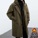 Aidase Spring Autumn Korean Version New Solid Color Coat Men Trendy Fake Two Piece Hooded Mid Length Loose Windbreaker aidase-shop