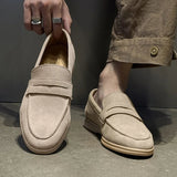 AIDASE  -  Spring Fashion Men's Frosted Leather Comfortable Anti Slip Bean Shoes New Summer Men Pointed Breathable Casual Business Loafers aidase-shop