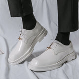 58.1Aidase New Men Square Toe Patent Black White Leather Loafers Male Platform Dress Shoes Vintage Chunky Heel Party Shoes Men Formal Shoes aidase-shop