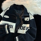 American Vintage Racing Jacket Men Cycling Lapel Jacket Women BF Letter Varsity Coat Oversize High Street Vibe Baseball Uniform aidase-shop