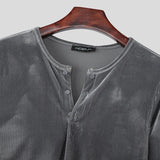 AIDASE  -  Men T Shirt Solid Color V Neck Long Sleeve Velour Casual Male Tee Tops Streetwear 2025 Loose Fashion Men Clothing S-3XL aidase-shop