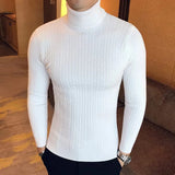 Korean Fashion Autumn Men Casual Vintage Style Sweater Wool Turtleneck Oversize  Winter Men Warm Cotton Pullovers Sweaters aidase-shop