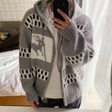 Aidase Pattern Crochet Knit Jacket Mens Autumn Winter Christmas Outdoor Fashion Sweatercoats Men Fashion Zipper Hooded Cardigans aidase-shop