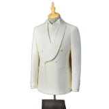 Aidase Two Piece Suit The Rounded Radians and Lines of the Shawl Collar Pure White Double Breasted Dress Stage Costume Men's Jackets aidase-shop