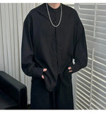 AIDASE  -  Simple Male Shirt 2025 Summer New Niche Design Casual Trendy Long Sleeve Stand Collar Tops Versatile Menswear Tide aidase-shop