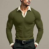 AIDASE  -  Men Shirt Patchwork Knitted Lapel Long Sleeve Casual Men Clothing Streetwear 2025 Fashion Leisure Camisas Shirts S-5XL aidase-shop