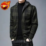 Aidase Knit Sweater Male Zipper Plaid Men's Clothing Cardigan Hoodies Zip-up Thick Winter Red Tops Jumpers Casual Stylish Hot aidase-shop