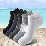 AIDASE  -  High Qualty Men's Bamboo Fiber Socks Short Summer Breatheable Anti-Bacterial Man Ankle Socks Busines 5Pairs Plus size EU38-46