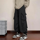AIDASE  -  Loose Fit American Retro Workwear Casual Pants for Men High Waist Long Trousers Trendy Street Sle Baggy Cuffed Trousers aidase-shop