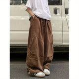 AIDASE  -  Retro Japanese Loose Wide Leg Pants Men's Casual Elastic Waist Trousers Draping Style Workwear Long Trousers for Men And Women aidase-shop