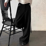 AIDASE  -  Men Pants Solid Color Button Joggers High Waist Casual Trousers Men Streetwear Loose Fashion Male Wide Leg Pants S-5XL aidase-shop