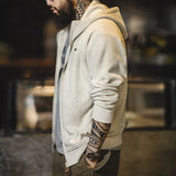 Aidase  Autumn Winter Men's Casual Snowflake Grey Hooded Sweatshirt Comfortable Padded Zip Sports Coat Oversize Warm Jacket aidase-shop